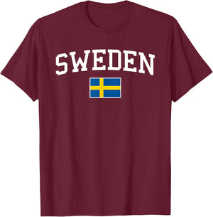 Swedish Flag Men Women Kids Sweden T-Shirt - T-Shirt | Maroon