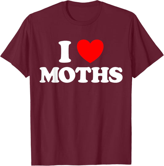 Moth Heart Funny Cute Favorite Animal Bug Luna Insect Fan T-Shirt - T-Shirt | Maroon