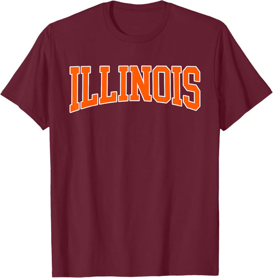 Retro Illinois Vintage Illinois Orange Blue Throwback IL T-Shirt - T-Shirt | Maroon