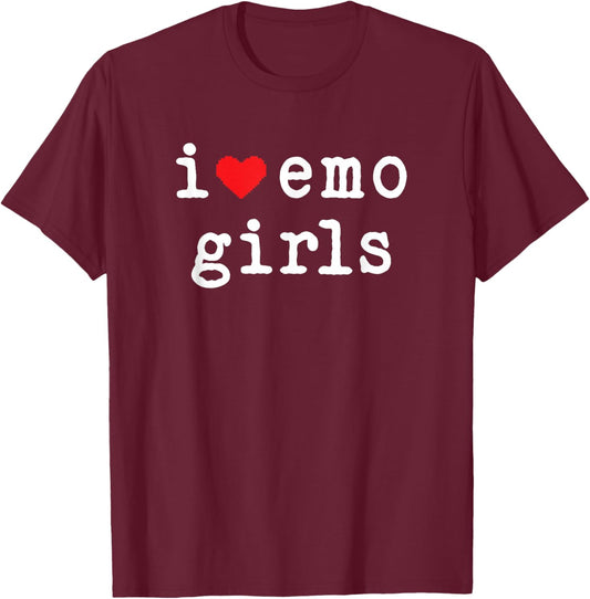 I Love Emo Girls I Heart Emo Girls Emo Goth Punk Scene T-Shirt - T-Shirt | Maroon