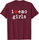 I Love Emo Girls I Heart Emo Girls Emo Goth Punk Scene T-Shirt - T-Shirt | Maroon