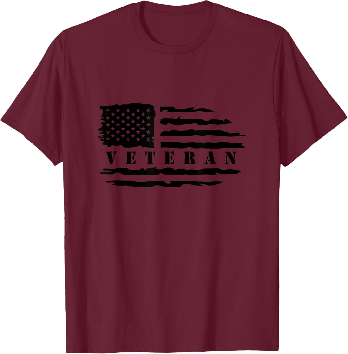 Veteran American Flag Memorial Day Patriotic Soldiers Army T-Shirt - T-Shirt | Maroon