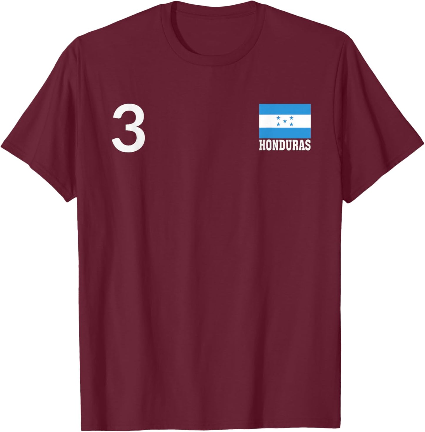 Honduras Number 3 National Flag Country Heritage T-Shirt - T-Shirt | Maroon