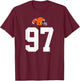 American Football Helmet Style Vintage Number 97 T-Shirt - T-Shirt | Maroon