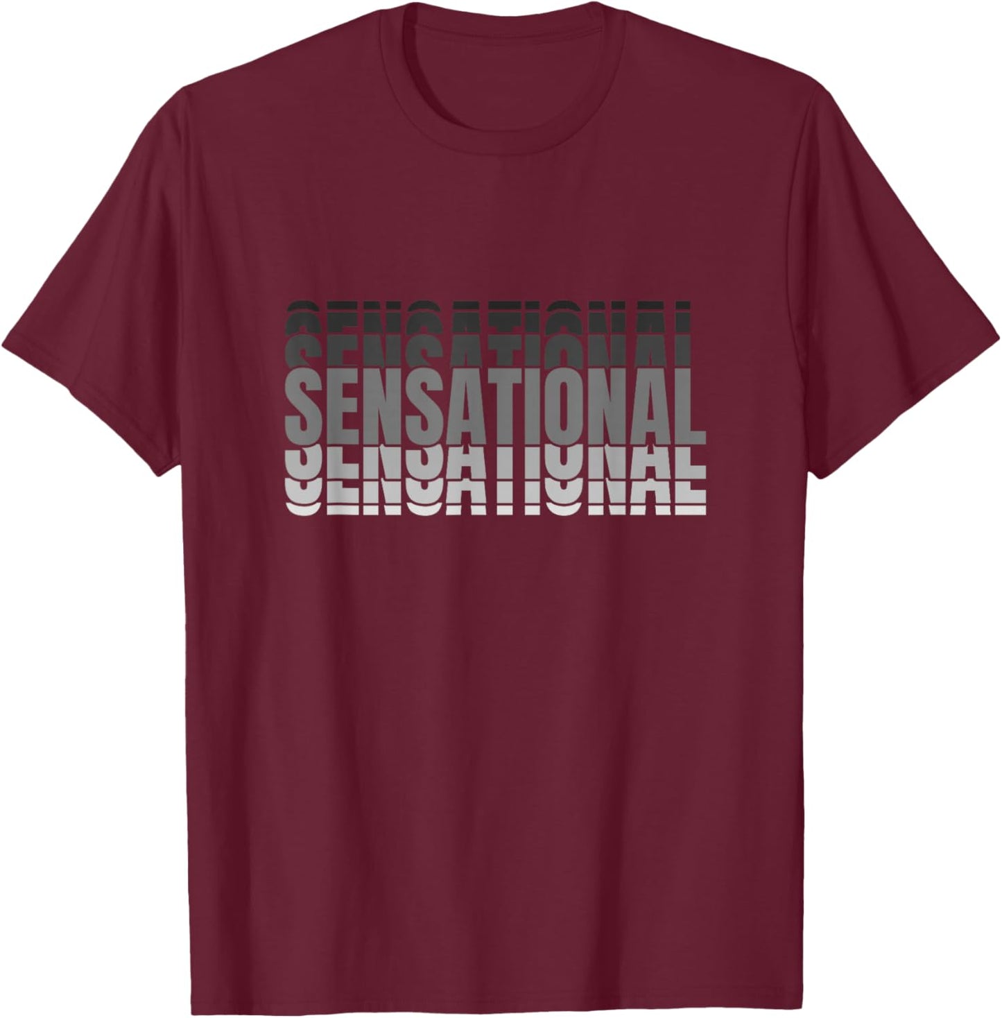 Grey Sensational Monochrome Color Graphic T-Shirt - T-Shirt | Maroon
