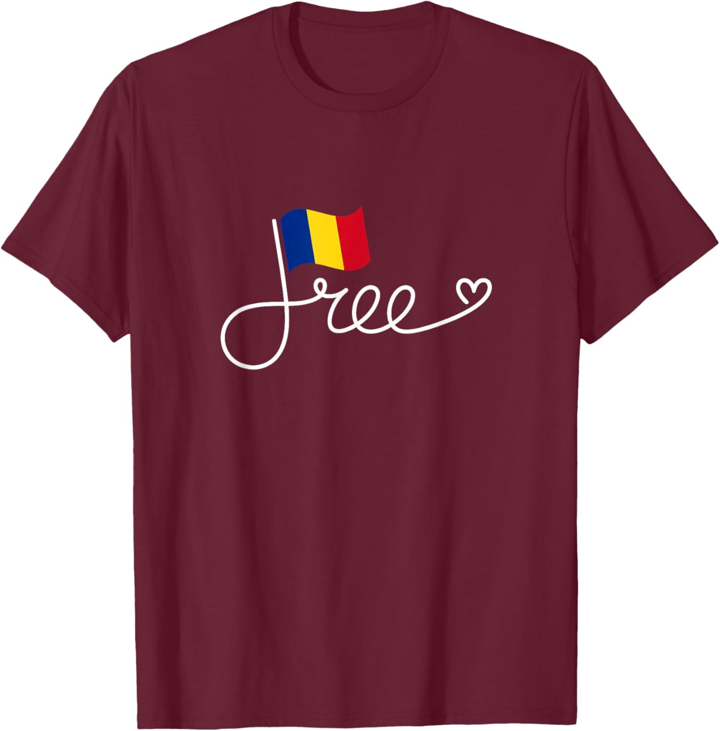 Free Romania Flag - Romanian Freedom Word Art T-Shirt - T-Shirt | Maroon