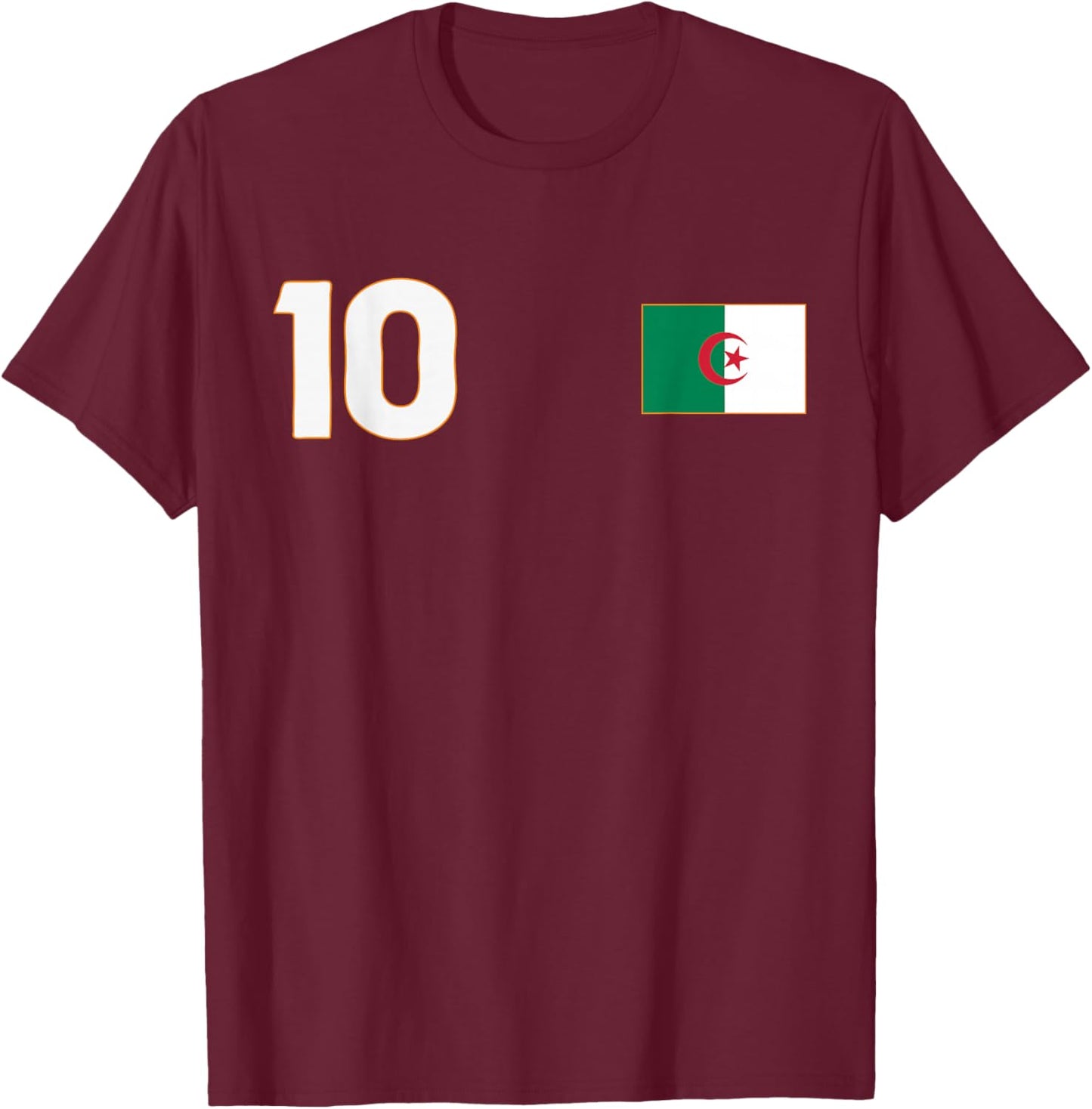 Algeria Flag Number 10 Shield Emblem National Pride T-Shirt - T-Shirt | Maroon