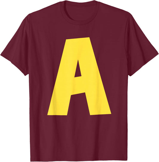 Letter A Funny Group Matching Halloween Men Kids T-Shirt - T-Shirt | Maroon