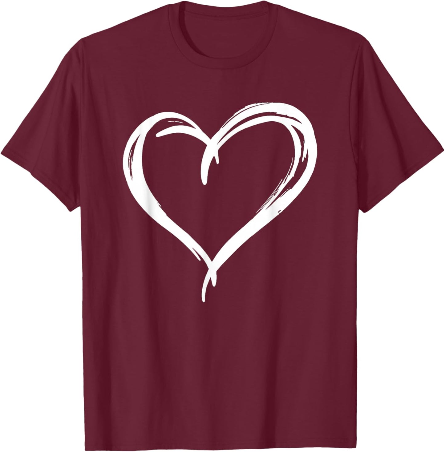 Valentines Day Heart Love Couple Romantic Art Graphic T-Shirt - T-Shirt | Maroon