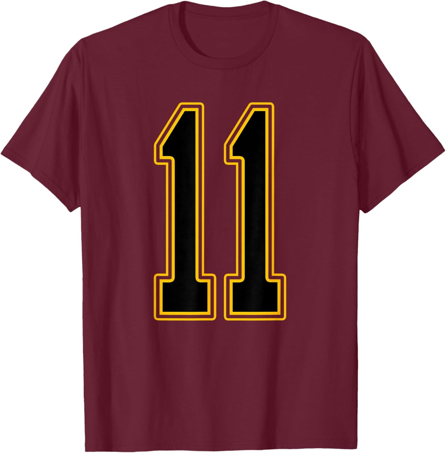 Black and Gold Number 11 Jersey Player Uniform #11 T-Shirt - T-Shirt | Maroon