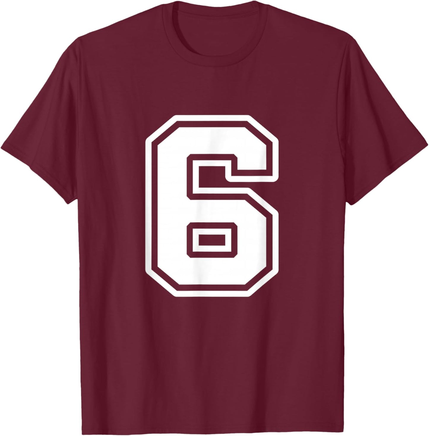 6th Birthday 6 Years Number 6 Uniform Sports Team Jersey T-Shirt - T-Shirt | Maroon