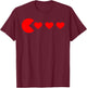 Valentines Day Retro Game Eating Red Hearts Gaming Matching T-Shirt - T-Shirt | Maroon