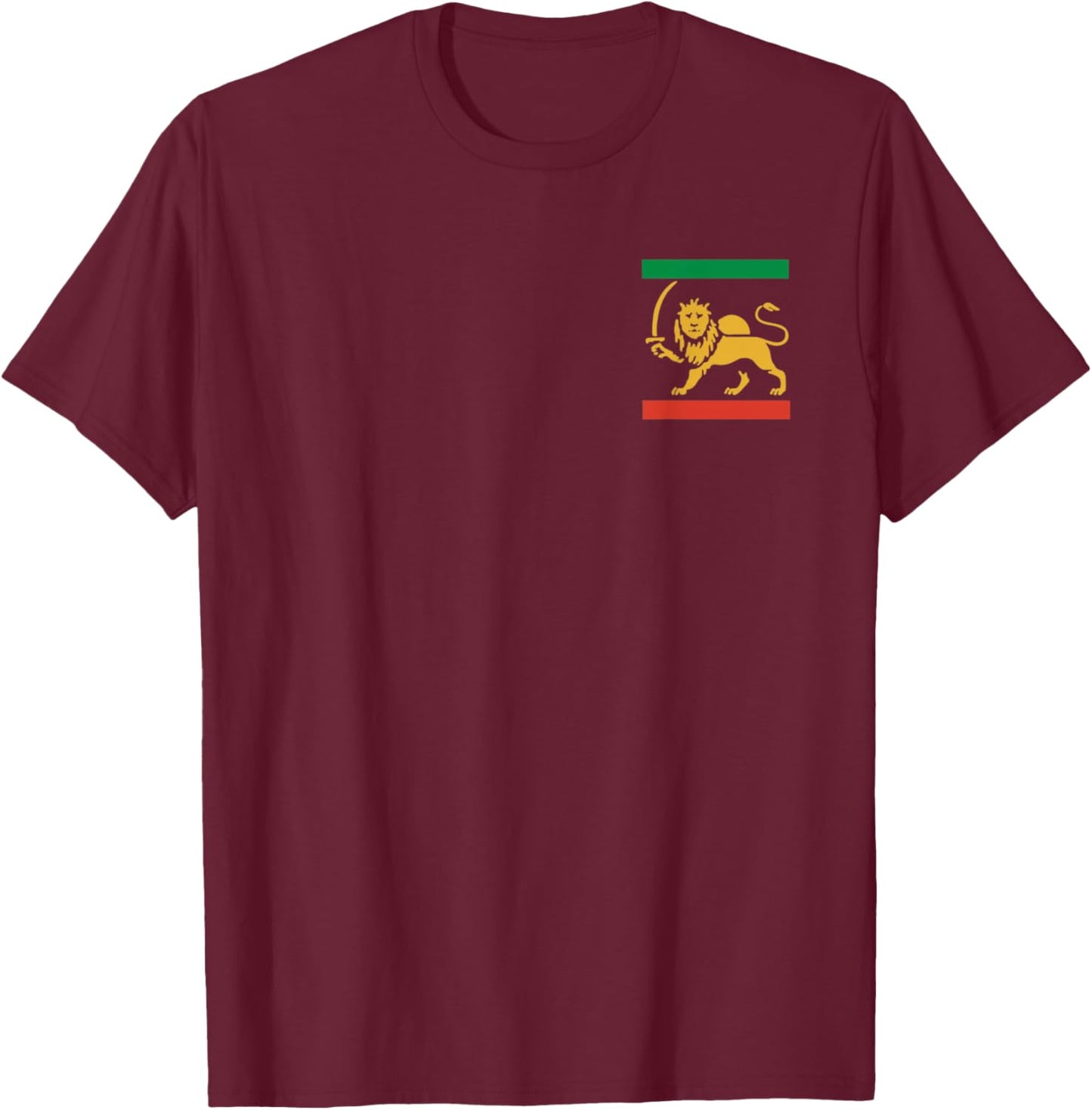 Iran Shir o Khorshid Lion & Sun Emblem Iranian Flag Symbol T-Shirt - T-Shirt | Maroon