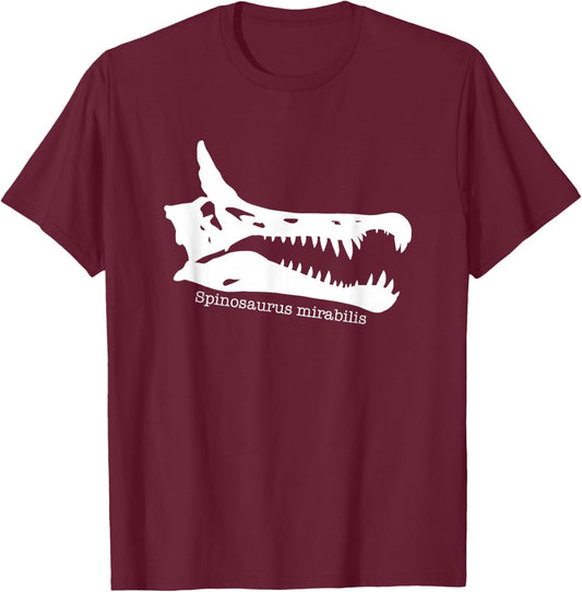 Spinosaurus Mirabilis - Retro Dinosaur Fossil Paleontology T-Shirt - T-Shirt | Maroon