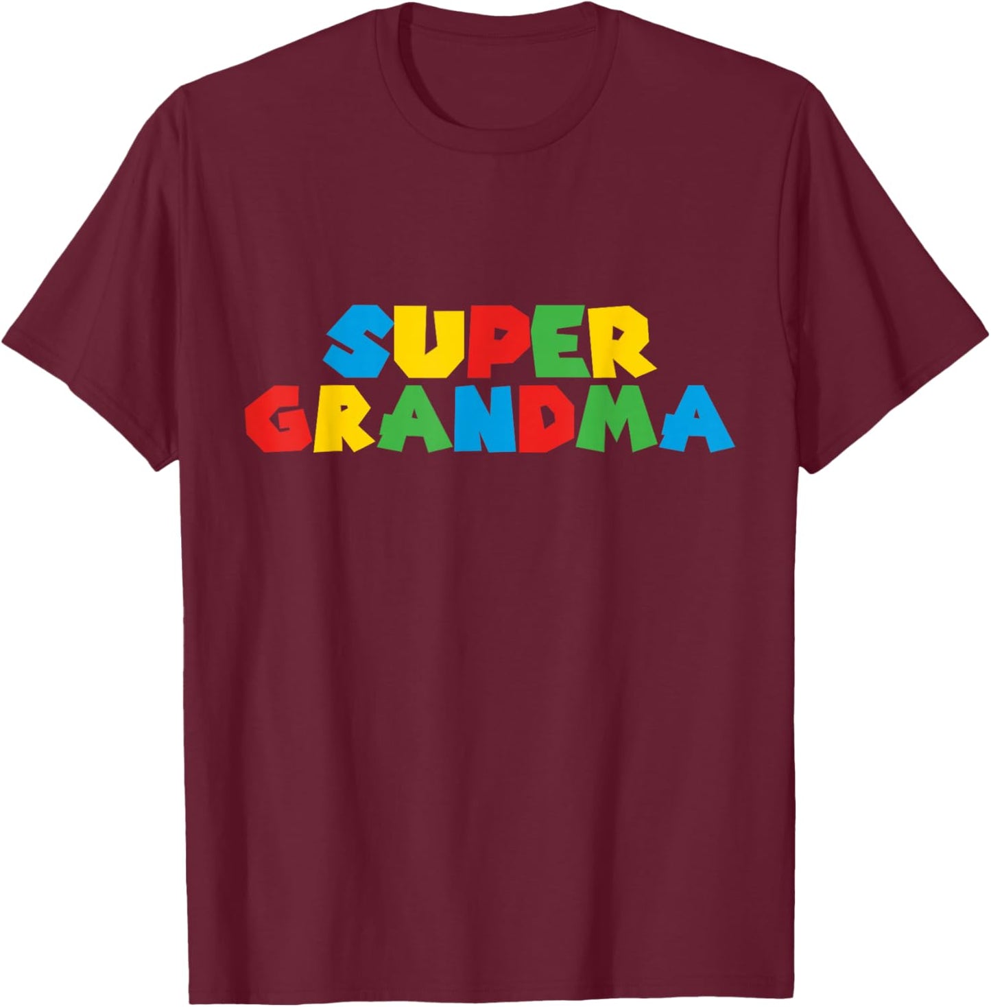 Gamer Grandma : Super Grandmother Matching Grandpa Super T-Shirt - T-Shirt | Maroon