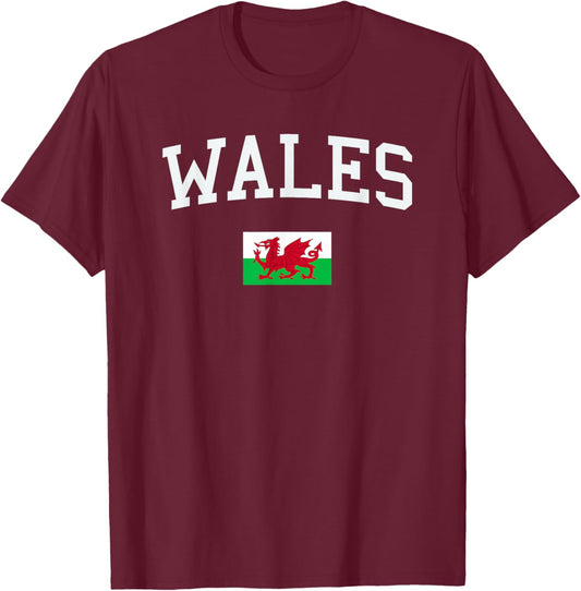 Welsh Flag Men Women Kids Wales T-Shirt - T-Shirt | Maroon