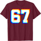 67 Glitch Optical Illusion Six Seven Varsity 6 7 Meme T-Shirt - T-Shirt | Maroon