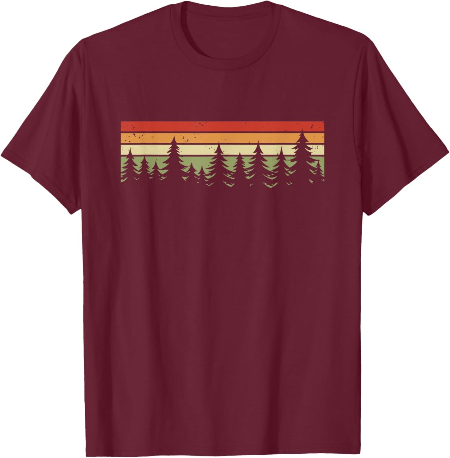 Trees Landscape Vintage Forest T-Shirt - T-Shirt | Maroon