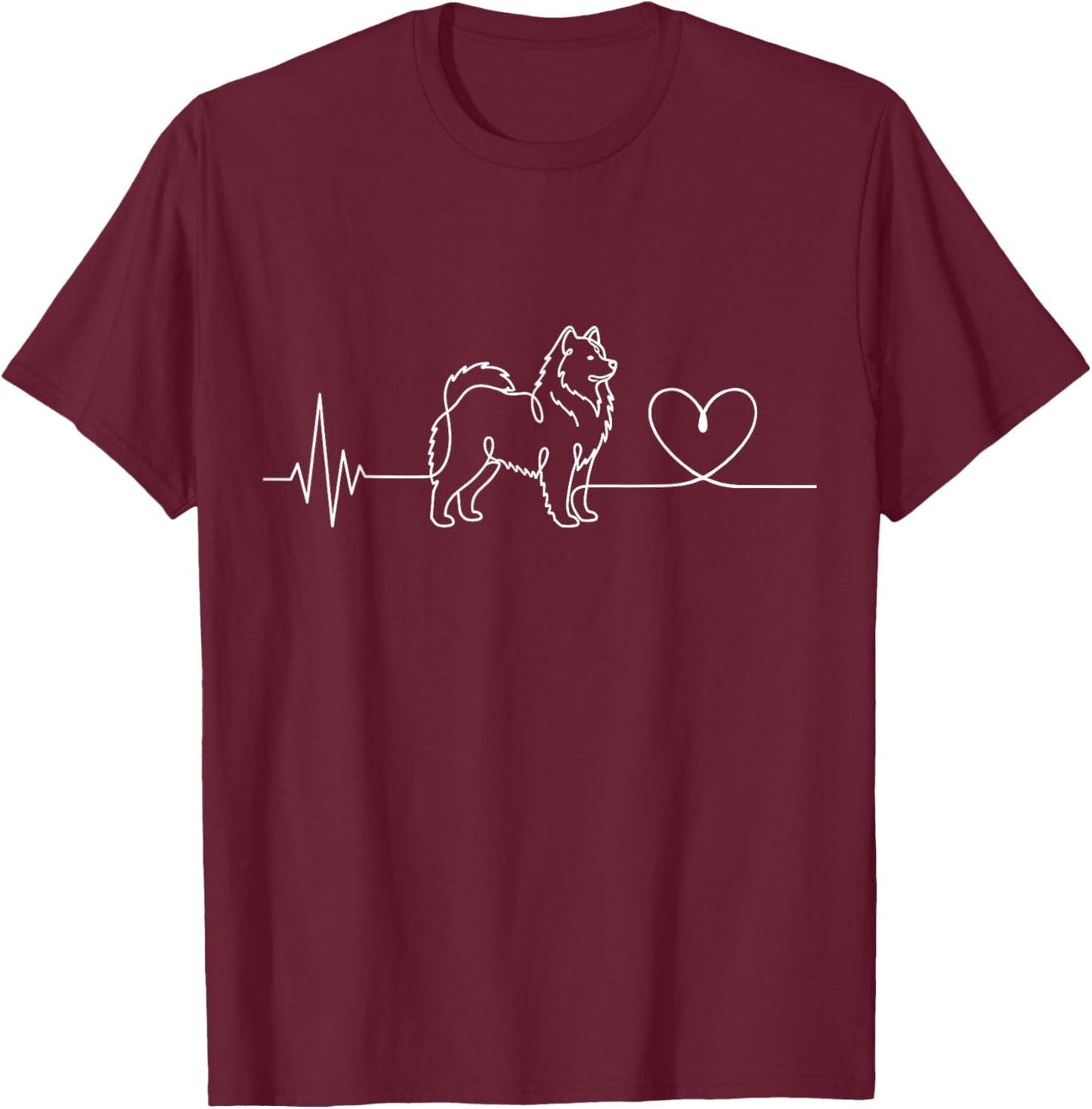 Samoyed Heartbeat Pulse T-Shirt - T-Shirt | Maroon