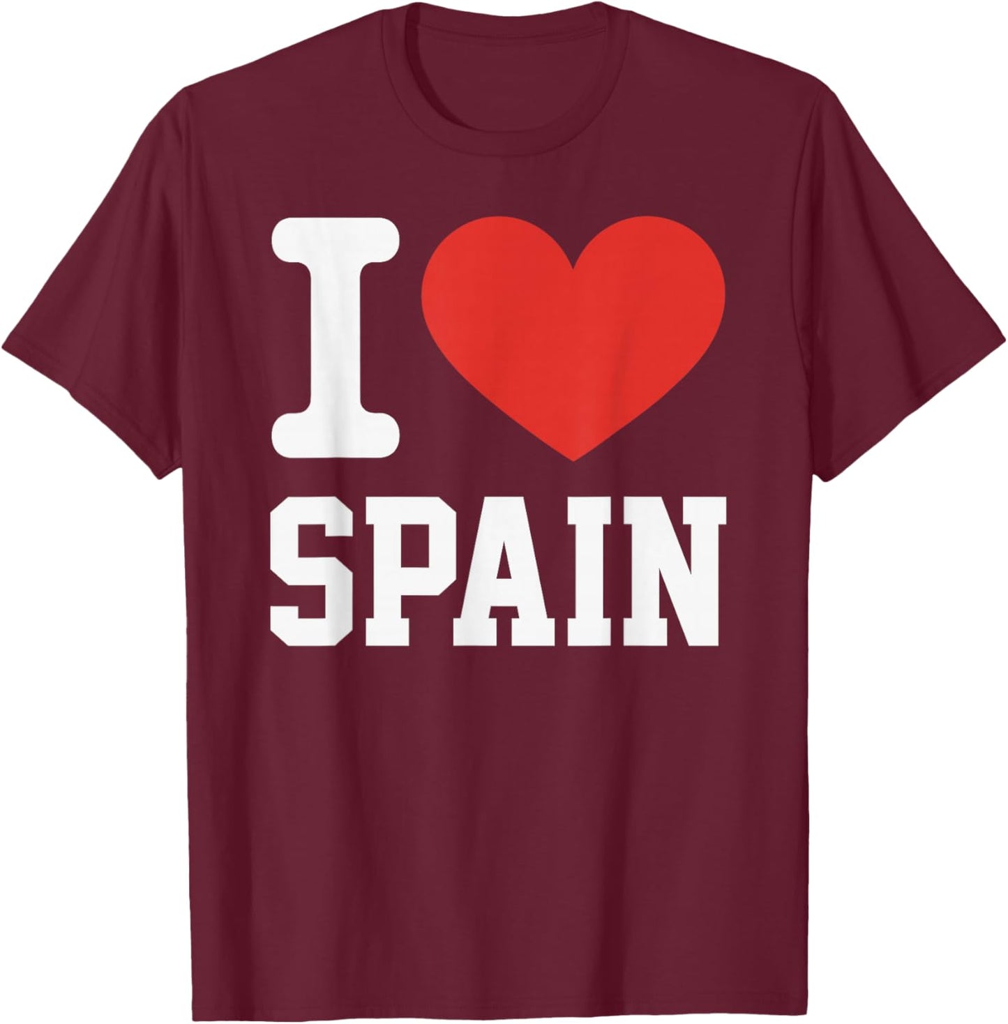 I Love Spain Heart Souvenir Lovers Pride Travel T-Shirt - T-Shirt | Maroon