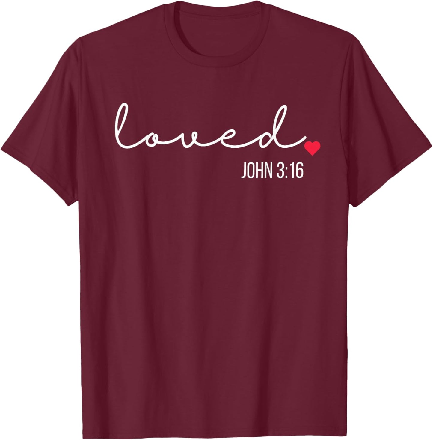 Love John 3:16 Valentine Coquette Bow Christian Women Girl T-Shirt - T-Shirt | Maroon