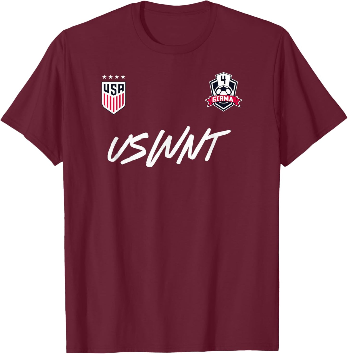 Naomi Girma 12 Navy USWNT Officially Licensed T-Shirt - T-Shirt | Maroon