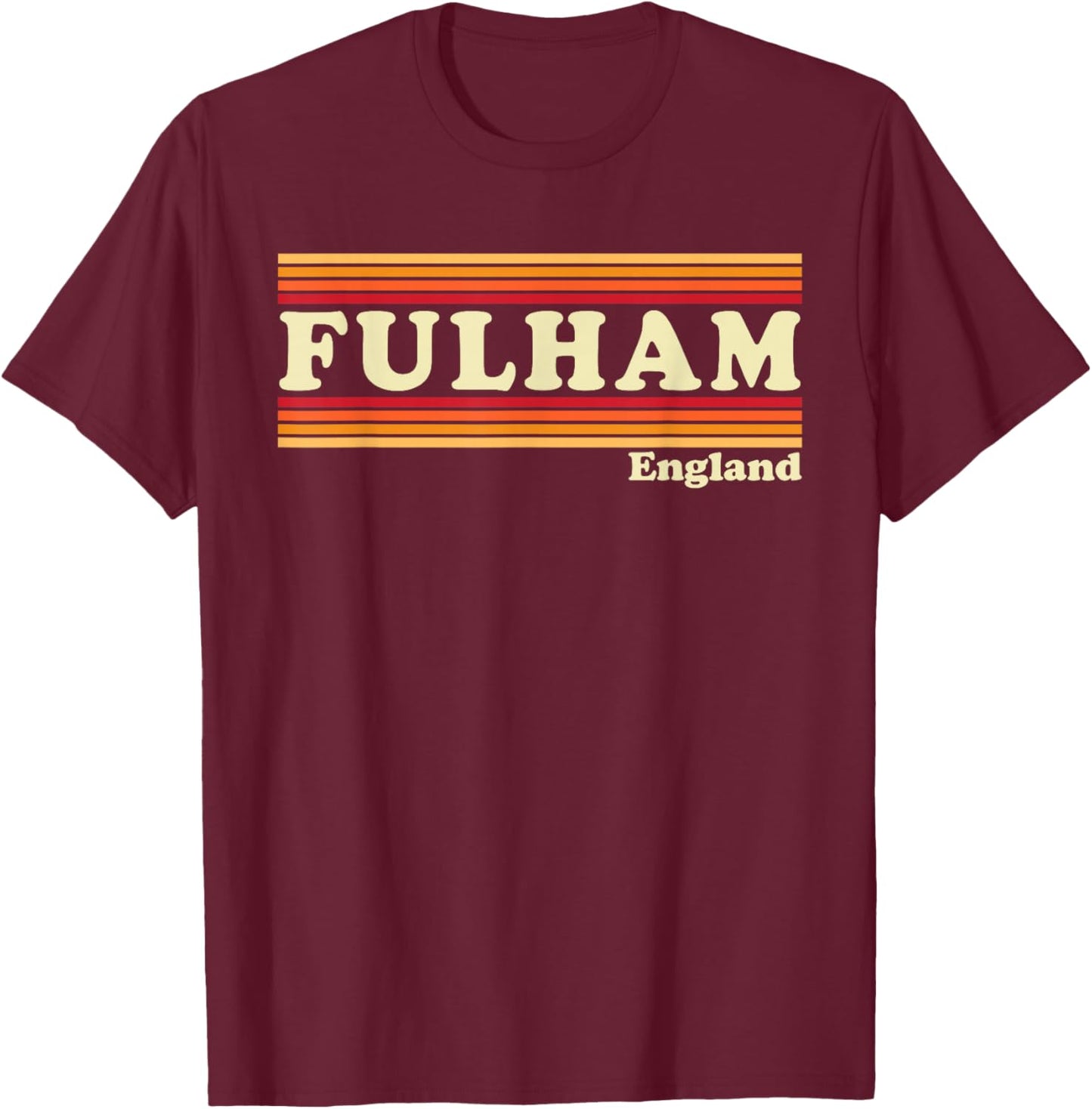 Vintage 80s Fulham England Retro Graphic T-Shirt - T-Shirt | Maroon