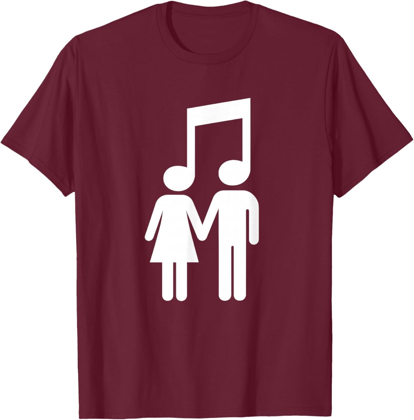 Music Note Stick Love Figure Concert Couple T-Shirt - T-Shirt | Maroon