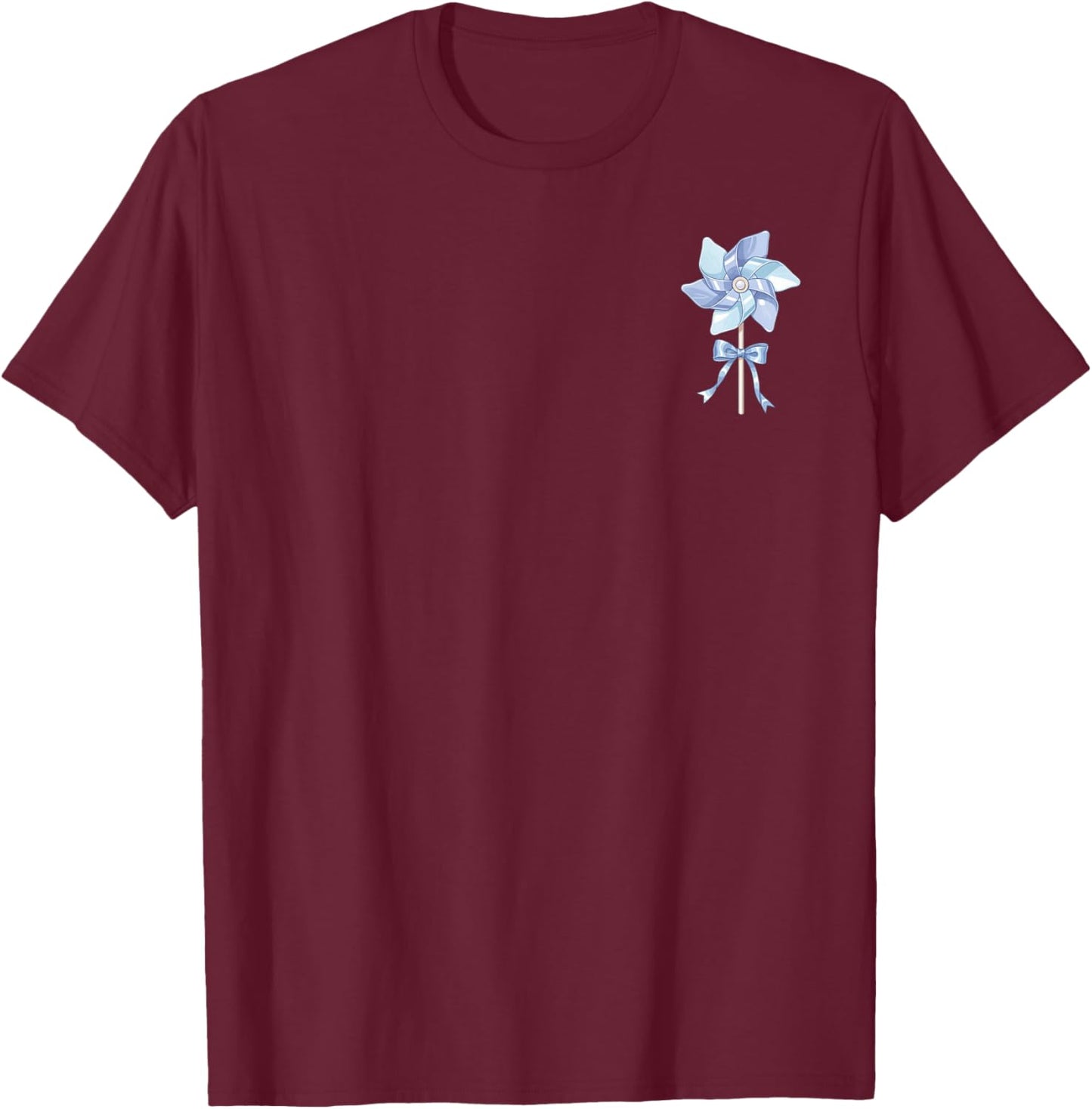 Blue Pinwheel Pocket Child Abuse Awareness Prevention Month T-Shirt - T-Shirt | Maroon
