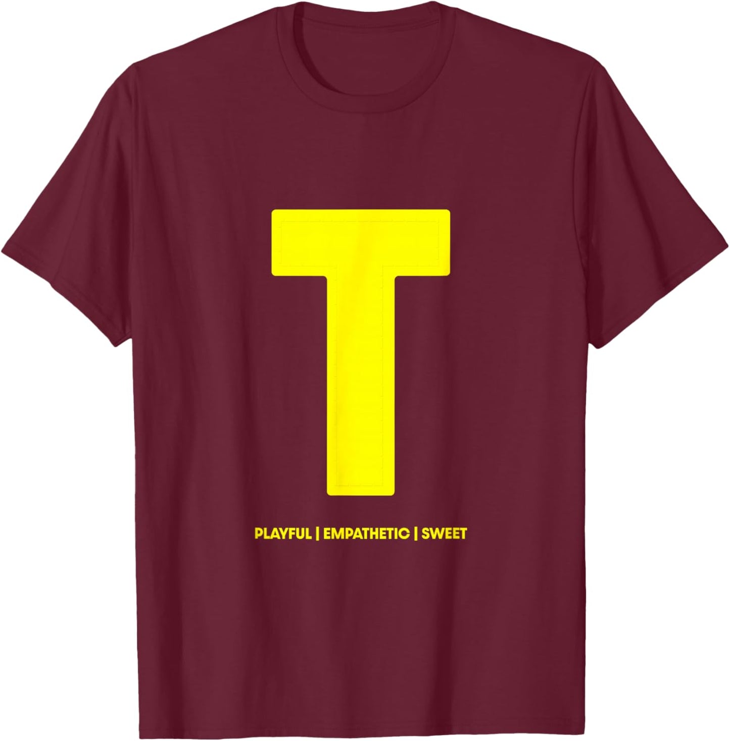 Chipmunks T for Theodore Letter Print Halloween Costume T-Shirt - T-Shirt | Maroon