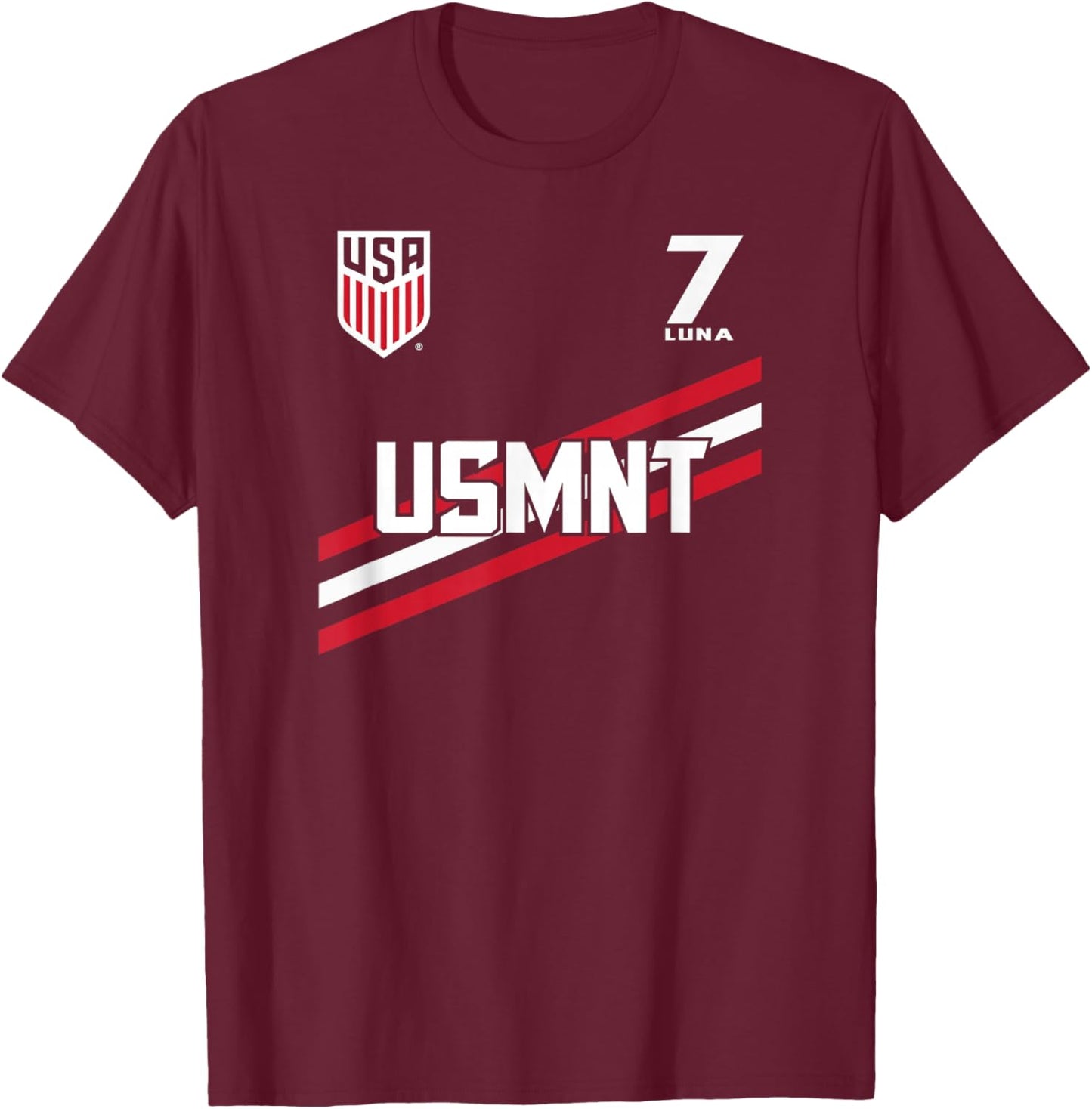 Diego Luna 7 Navy USMNT Officially Licensed T-Shirt - T-Shirt | Maroon