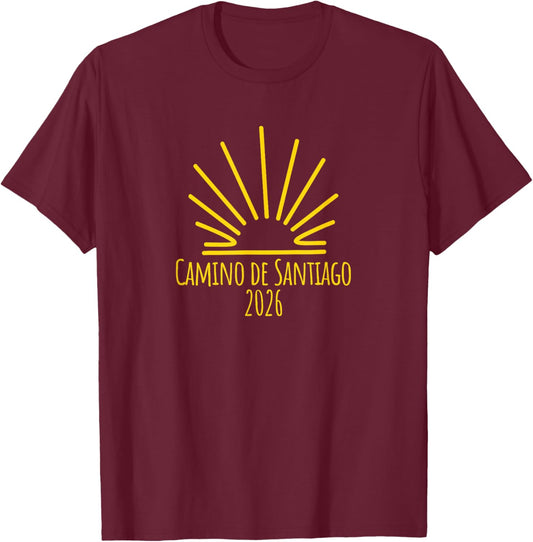 Buen Camino de Santiago 2026 - Tops, Clothing & Accessories T-Shirt - T-Shirt | Maroon