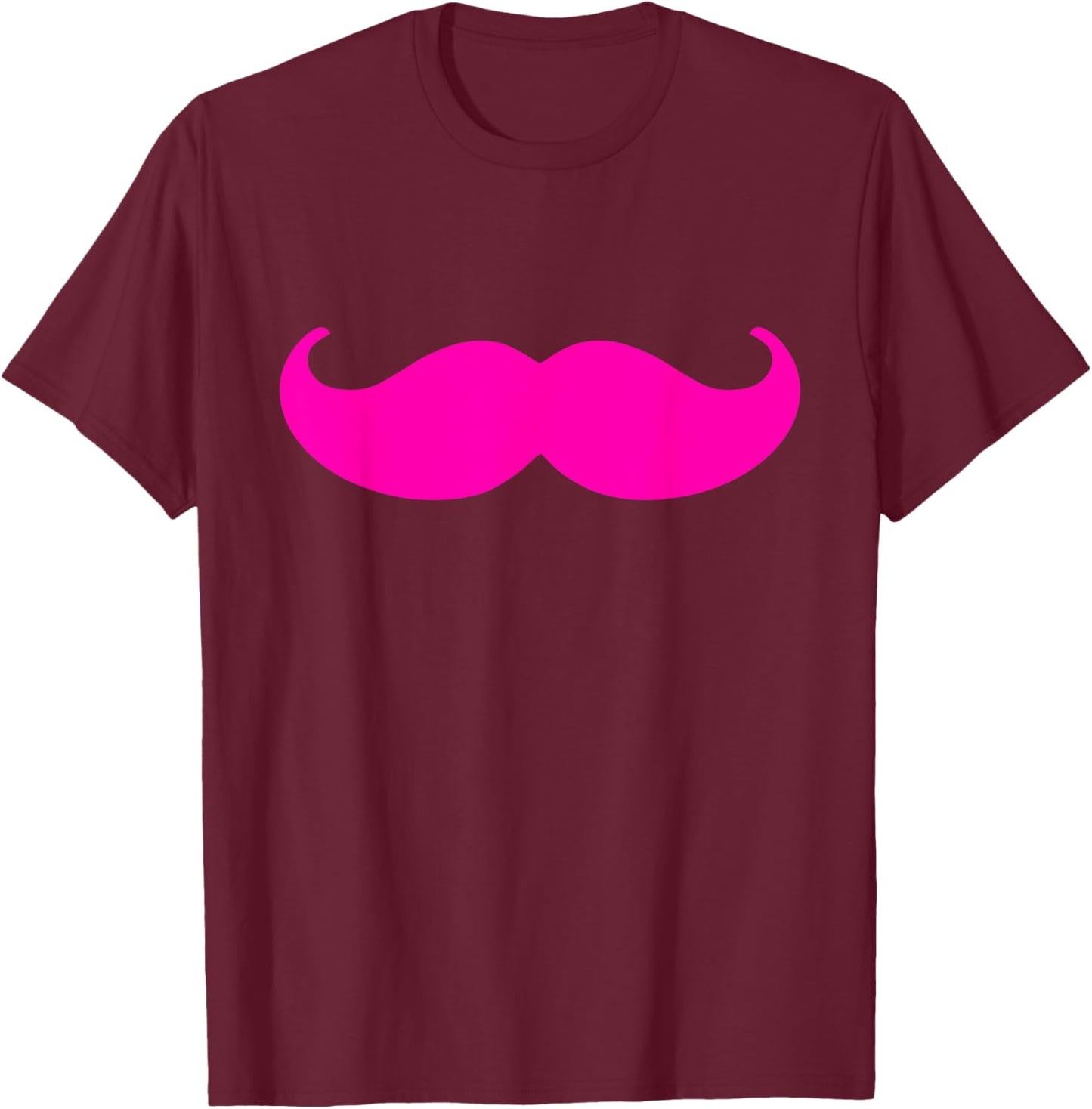 2000s Mustache Pink T-Shirt - T-Shirt | Maroon