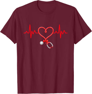 Nurse Valentines Cute Nursing RN PCT CNA Nurse T-Shirt - T-Shirt | Maroon