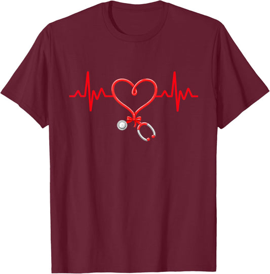 Nurse Valentines Cute Nursing RN PCT CNA Nurse T-Shirt - T-Shirt | Maroon