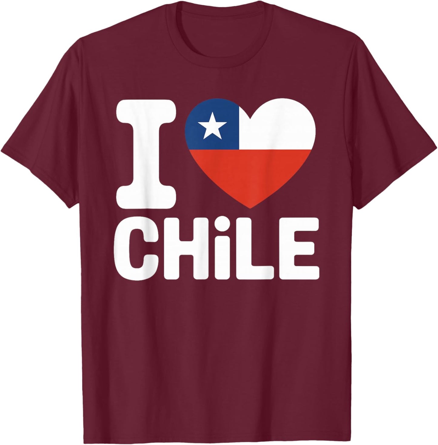 I Love Chile Heart Flag T-Shirt - T-Shirt | Maroon