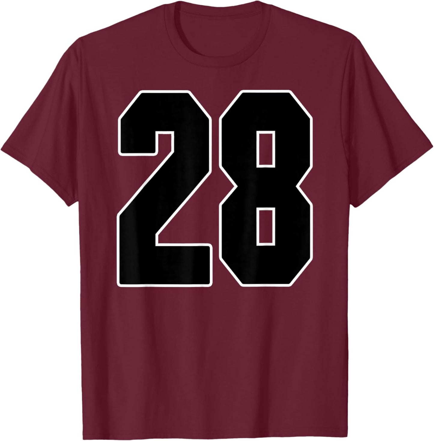 Big #28 Jersey Number 28 Uniform Biggest Fan Favorite Player T-Shirt - T-Shirt | Maroon