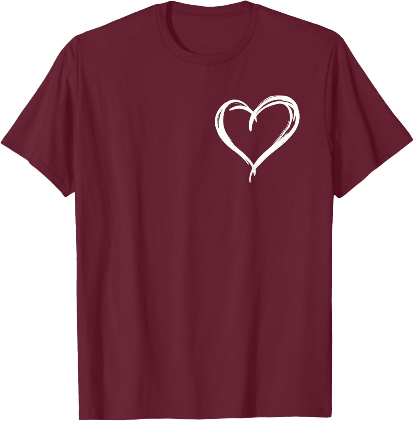Valentines Day Heart Love Couple Romantic Art Graphic T-Shirt - T-Shirt | Maroon