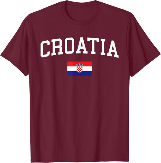 Croatian Flag Men Women Kids Croatia T-Shirt - T-Shirt | Maroon