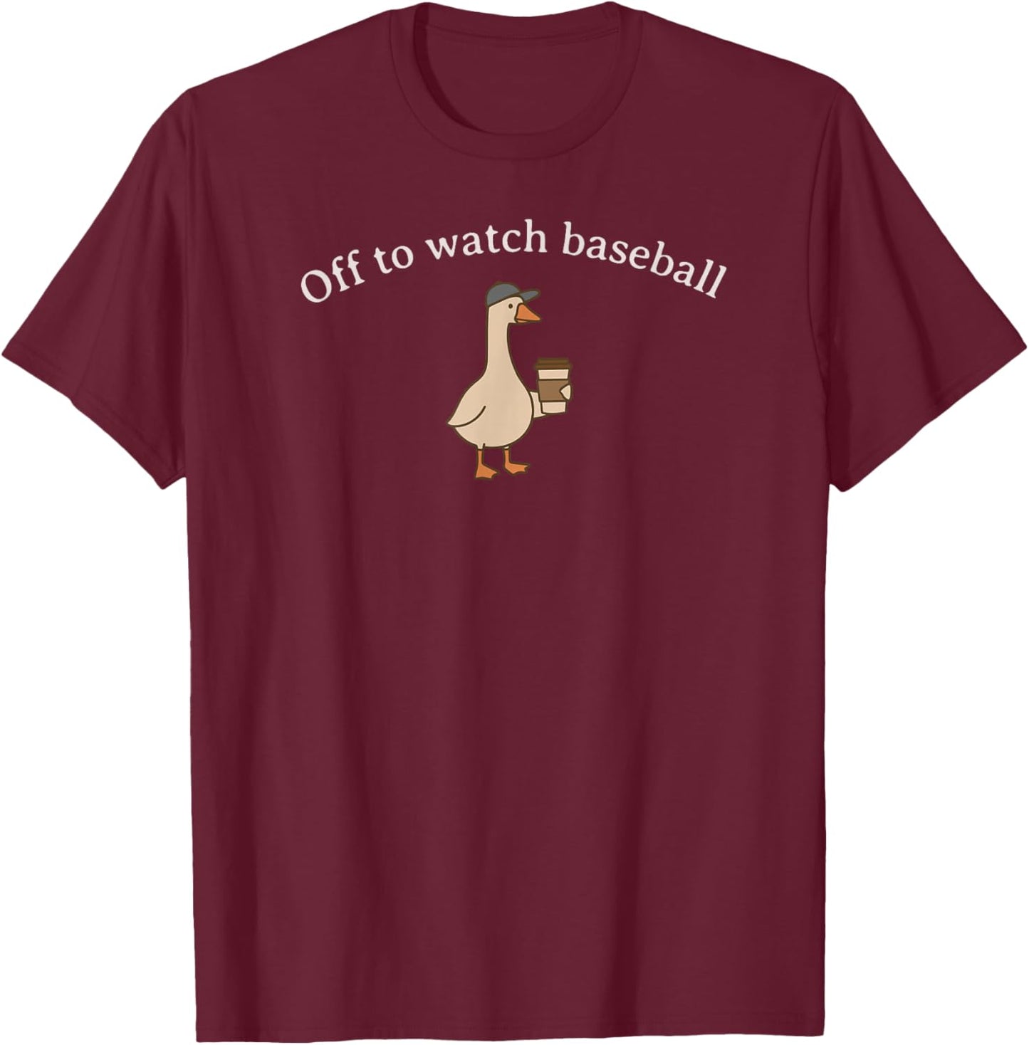 Off to Watch Baseball Funny Meme Goose Happy Game Day Retro T-Shirt - T-Shirt | Maroon