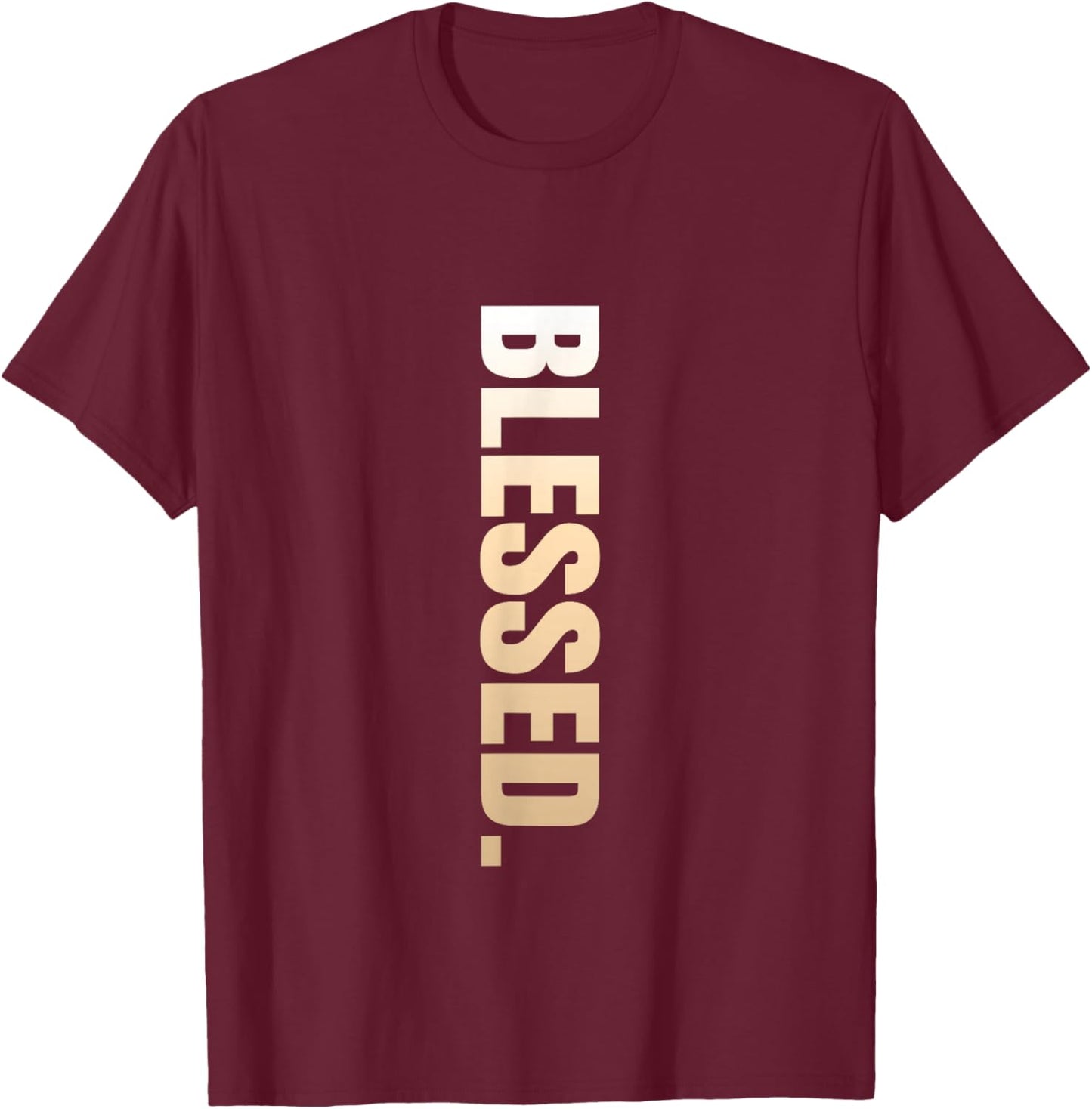 Tan Blessed Vertical Tan Color Graphic T-Shirt - T-Shirt | Maroon