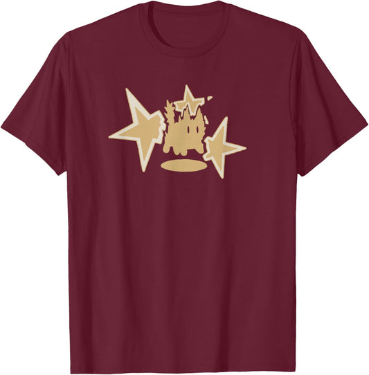 90s Y2K Scary Tomcat Cat is Scared Under Big Stary T-Shirt - T-Shirt | Maroon