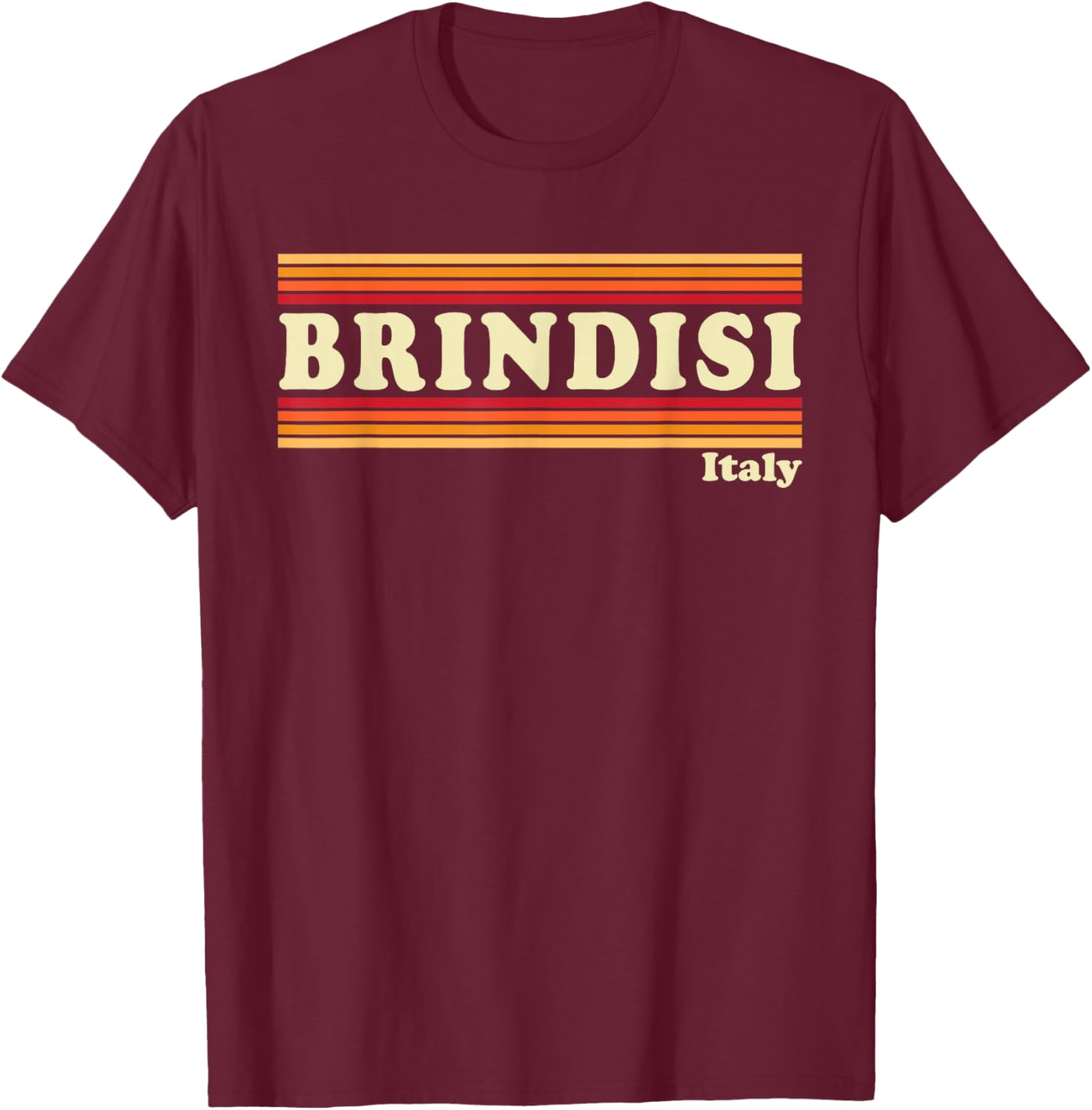 Vintage 80s Brindisi Italy Retro Graphic T-Shirt - T-Shirt | Maroon