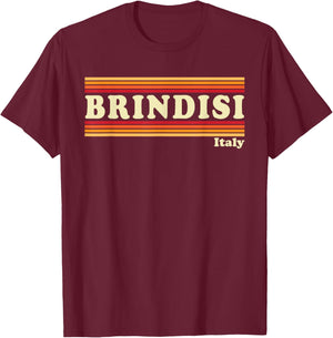 Vintage 80s Brindisi Italy Retro Graphic T-Shirt - T-Shirt | Maroon