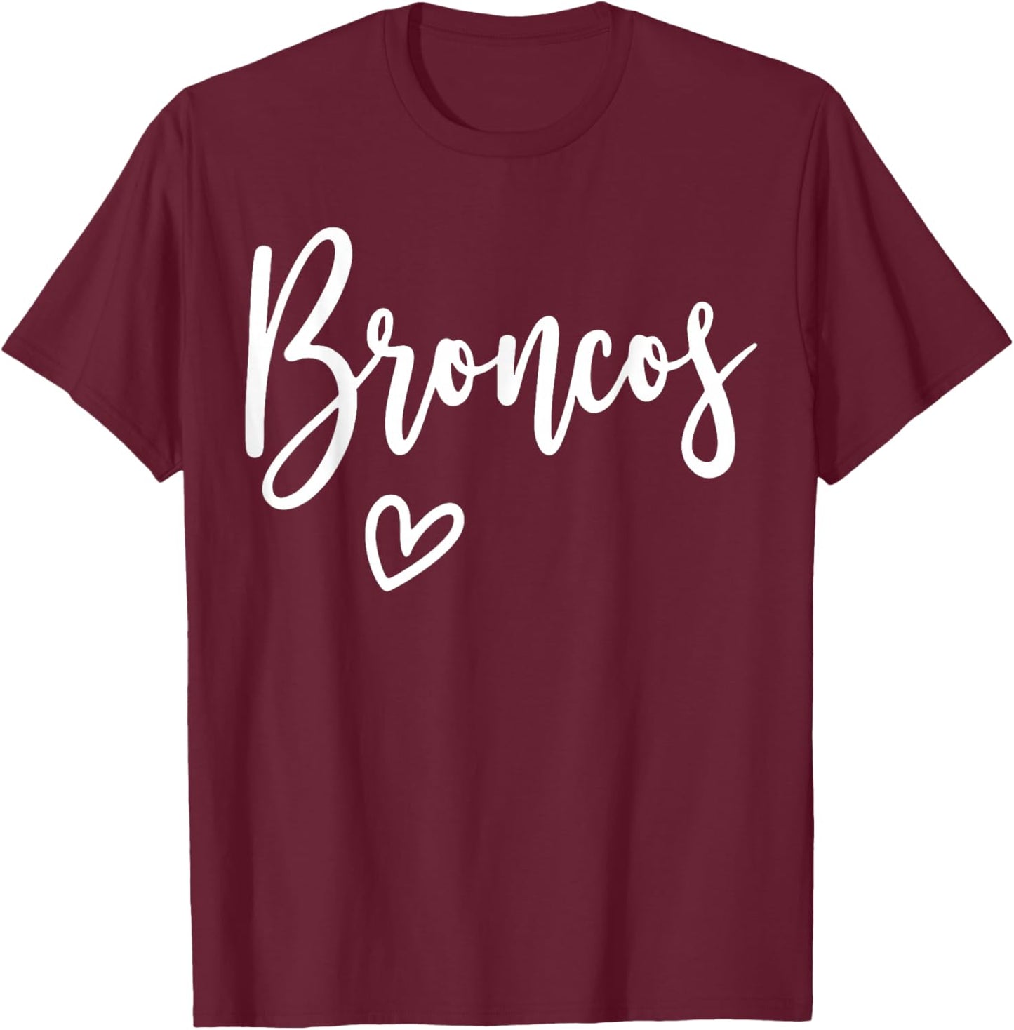 Vintage Broncos Last Name Heart Gift Women Kids T-Shirt - T-Shirt | Maroon