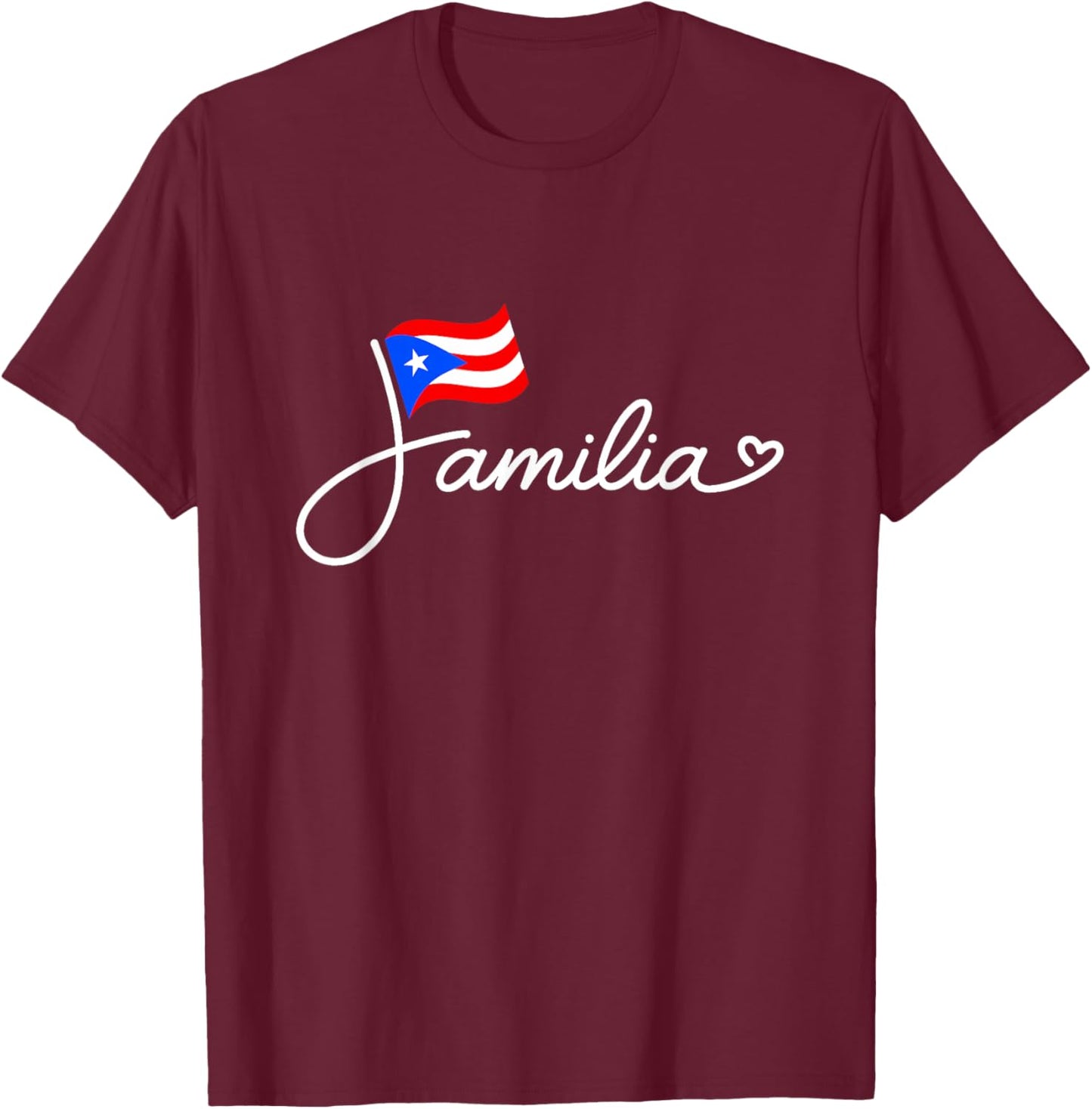 Puerto Rico Familia - Puerto Rican Flag Family Word Art T-Shirt - T-Shirt | Maroon
