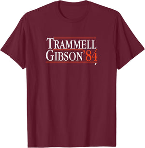 Trammell-Gibson '84 - Detroit Baseball T-Shirt - T-Shirt | Maroon