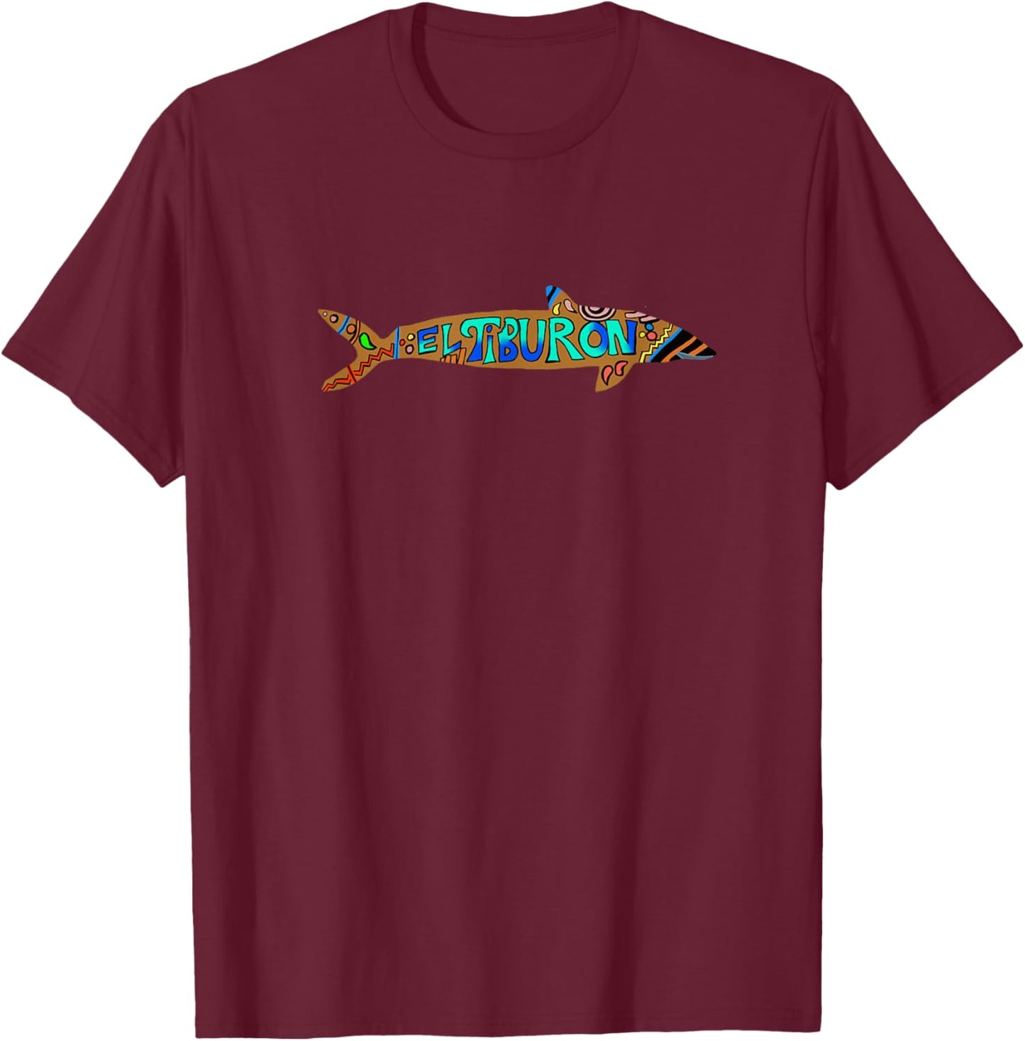 El Tiburon-Shark Spanish T-Shirt - T-Shirt | Maroon