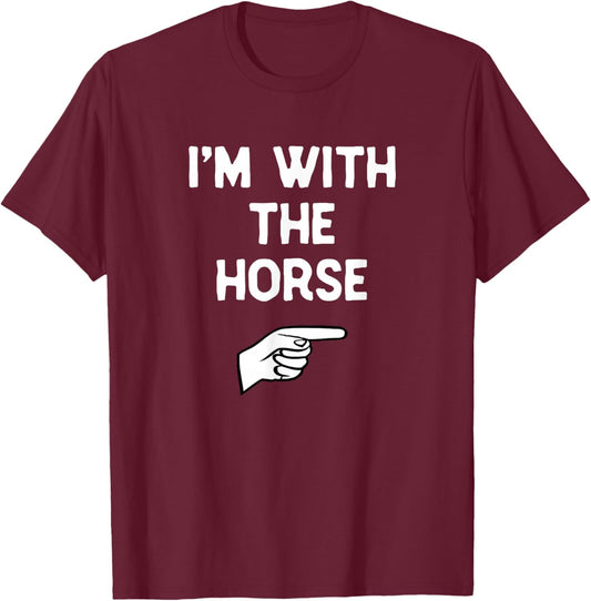 I’m with The Horse Funny Halloween Matching Costume T-Shirt - T-Shirt | Maroon