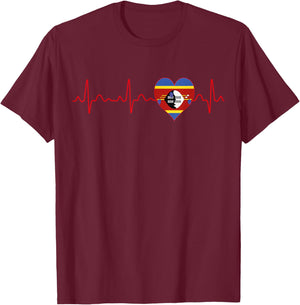 ESWATINI Flag Heartbeat EKG Patriotic National Souvenir T-Shirt - T-Shirt | Maroon